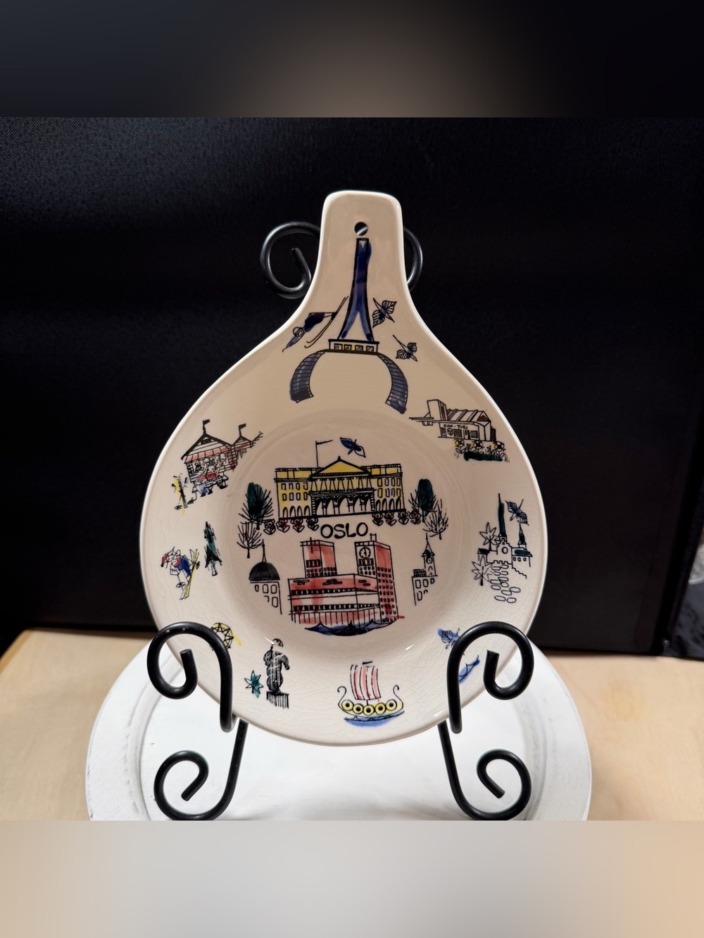 Vintage Figgjo Flint Stavanger Norway Hand-Painted Cityscape Of Oslo Plate